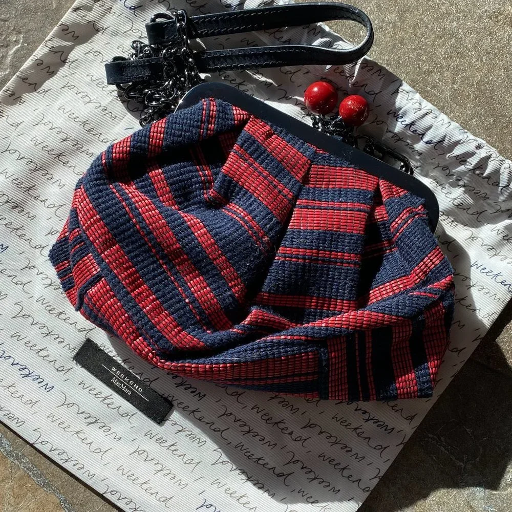 Weekend Max Mara Red and Blue Striped Bag - Picture 1 of 8